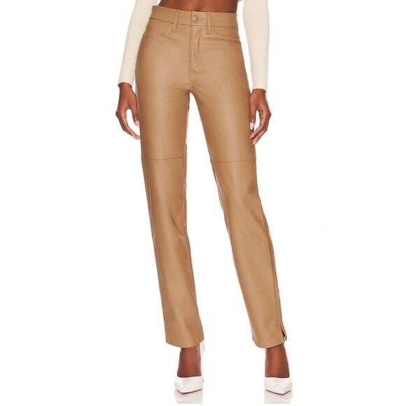 Good American Better Than Leather Good Boy Pants Warm Caramel Women New! - Picture 4 of 12